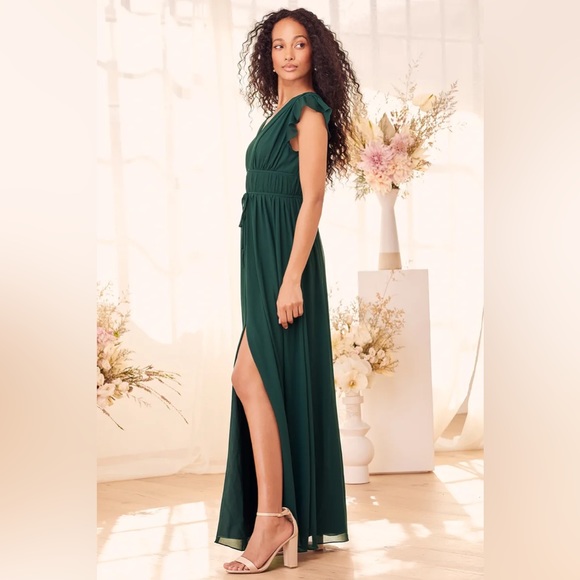 Lulus I'm All Yours Emerald Green Ruffled Maxi Dress - Picture 2 of 7